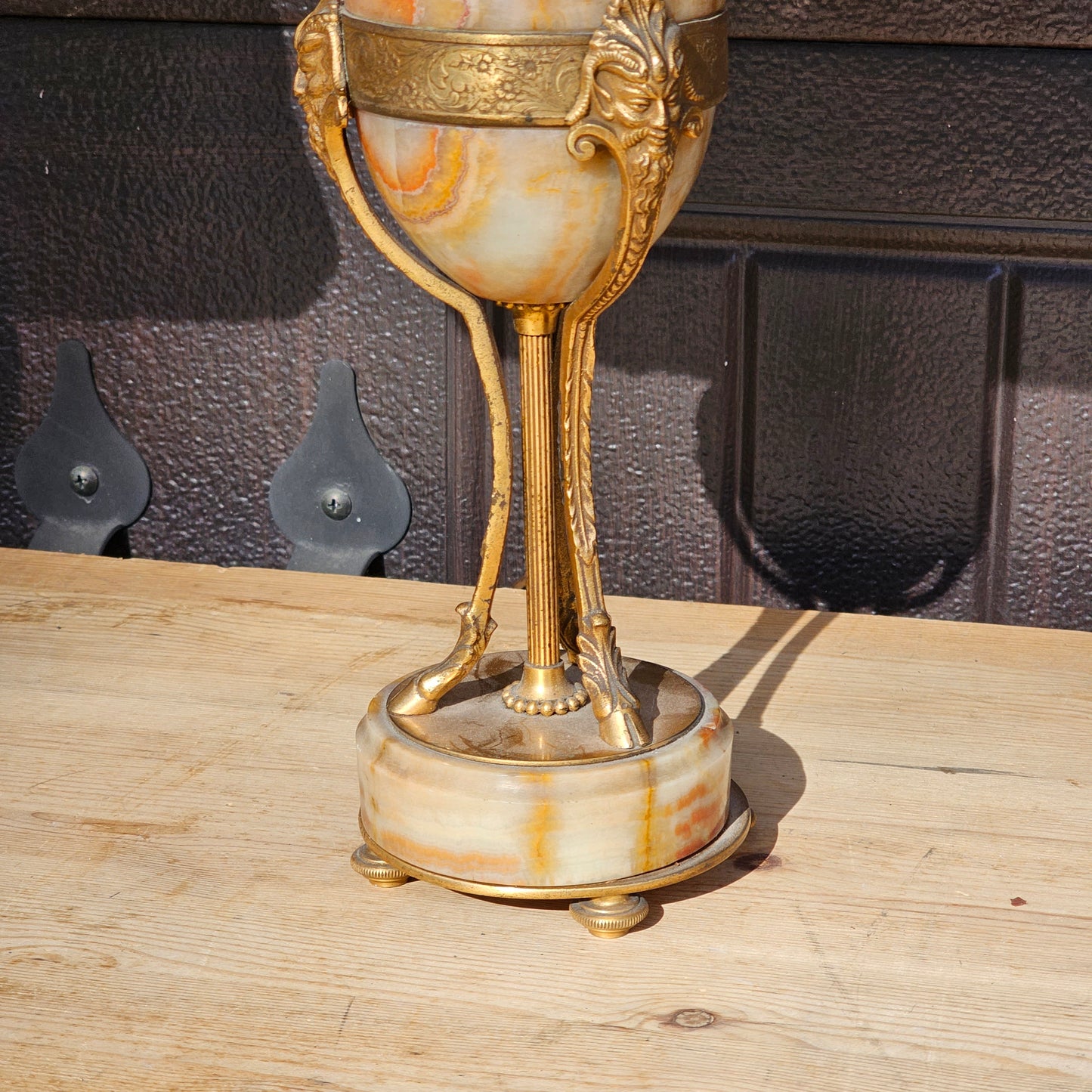 Pair of Antique Onyx and Bronze Mounted Lamps