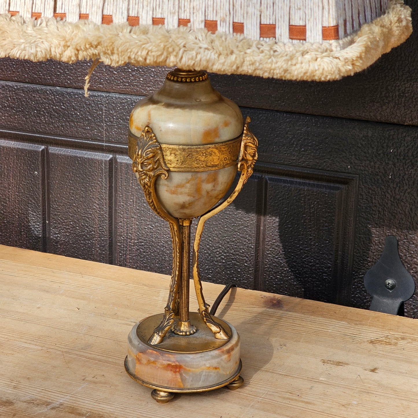 Pair of Antique Onyx and Bronze Mounted Lamps