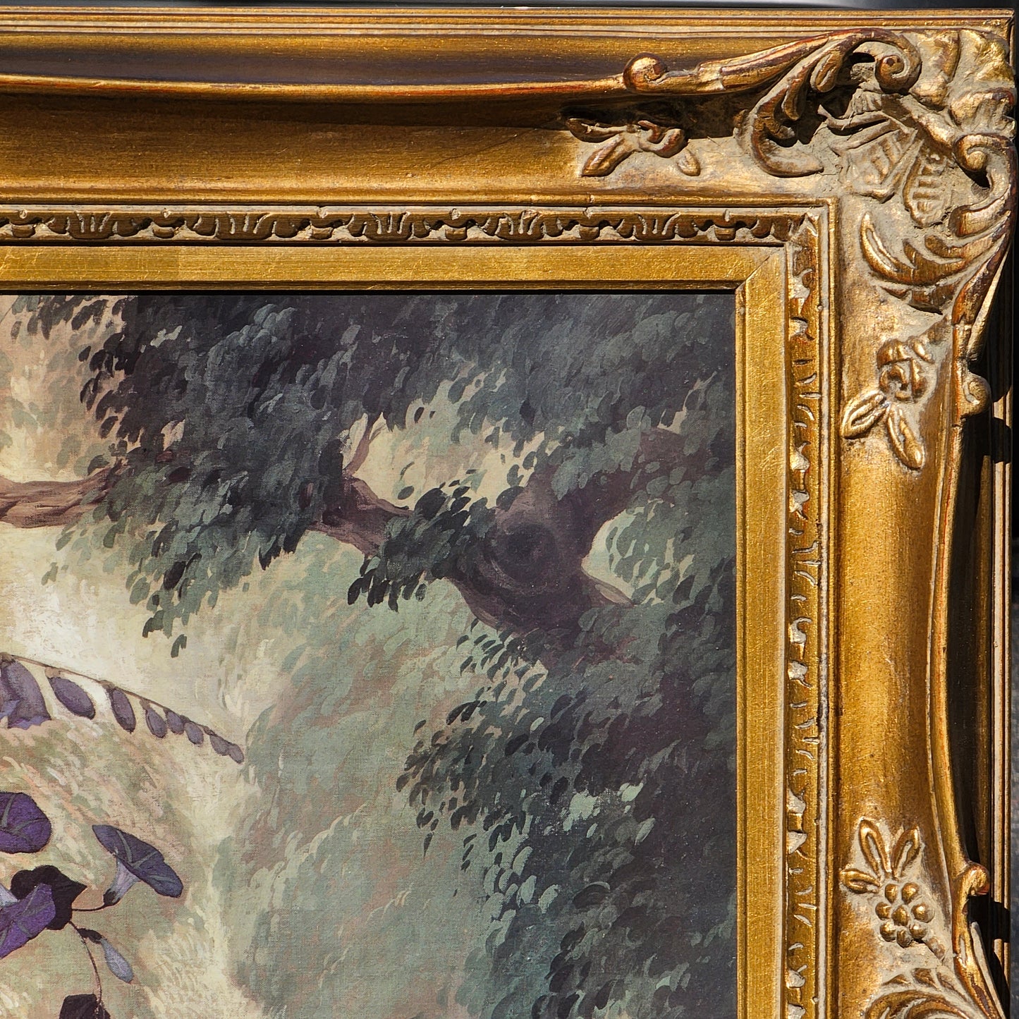 Large Jessie Arms Botke Lithograph of White Peacock in Ornate Gold Frame