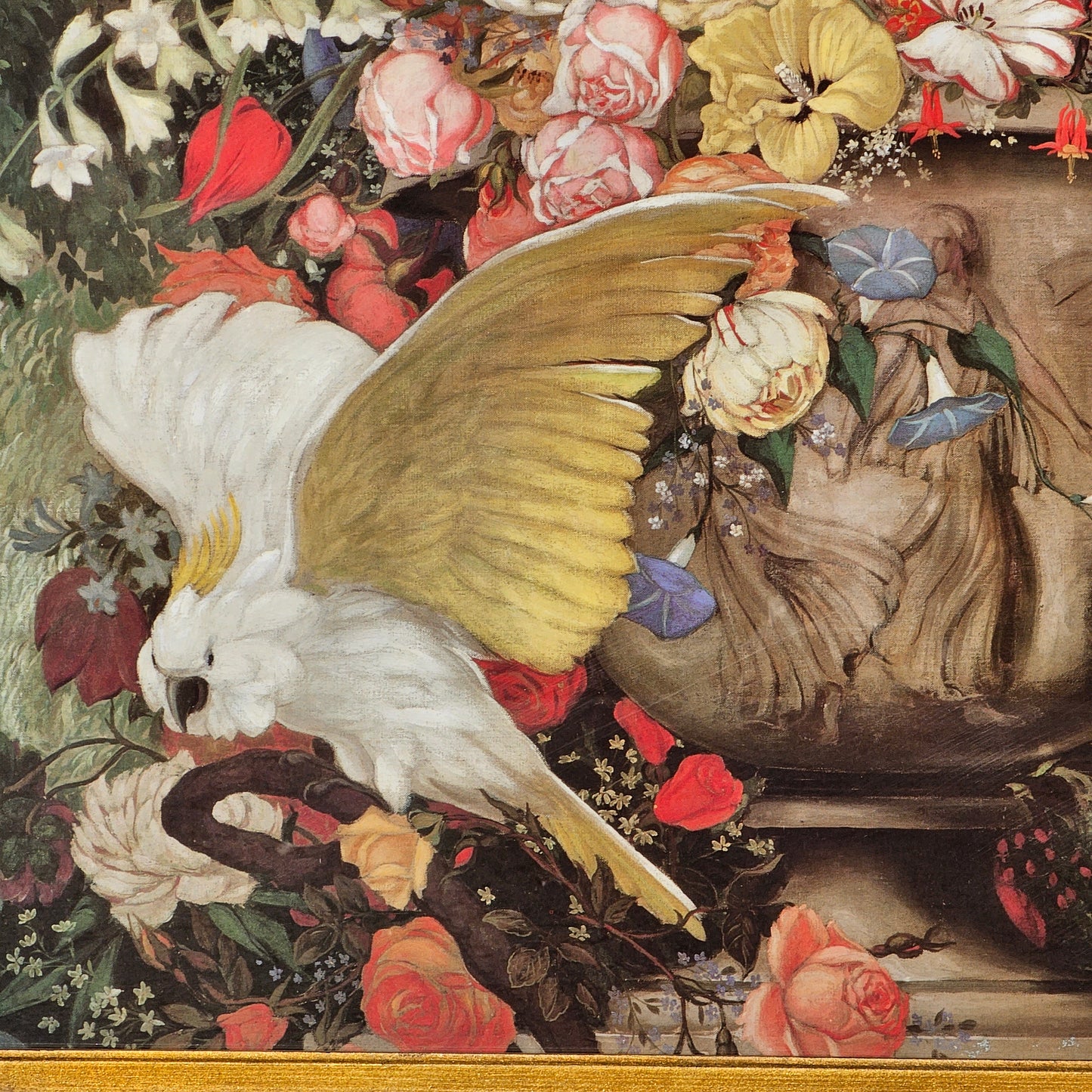 Large Jessie Arms Botke Lithograph of White Peacock in Ornate Gold Frame