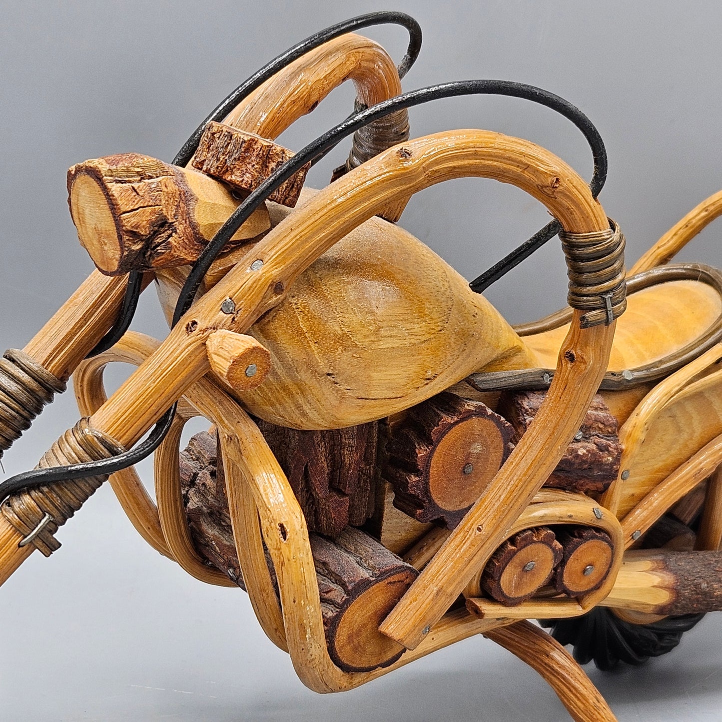 Wood Motorcycle Chopper Handmade Figurine Model