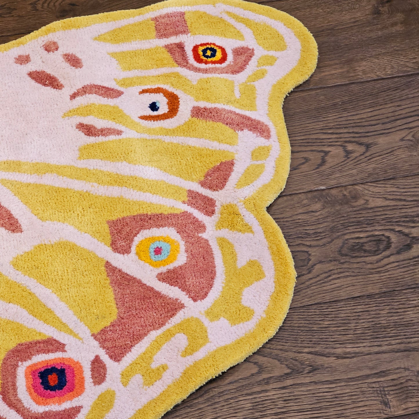100% Wool Hand Tufted Butterfly Rug / Carpet ~ 5' x 2' 9"
