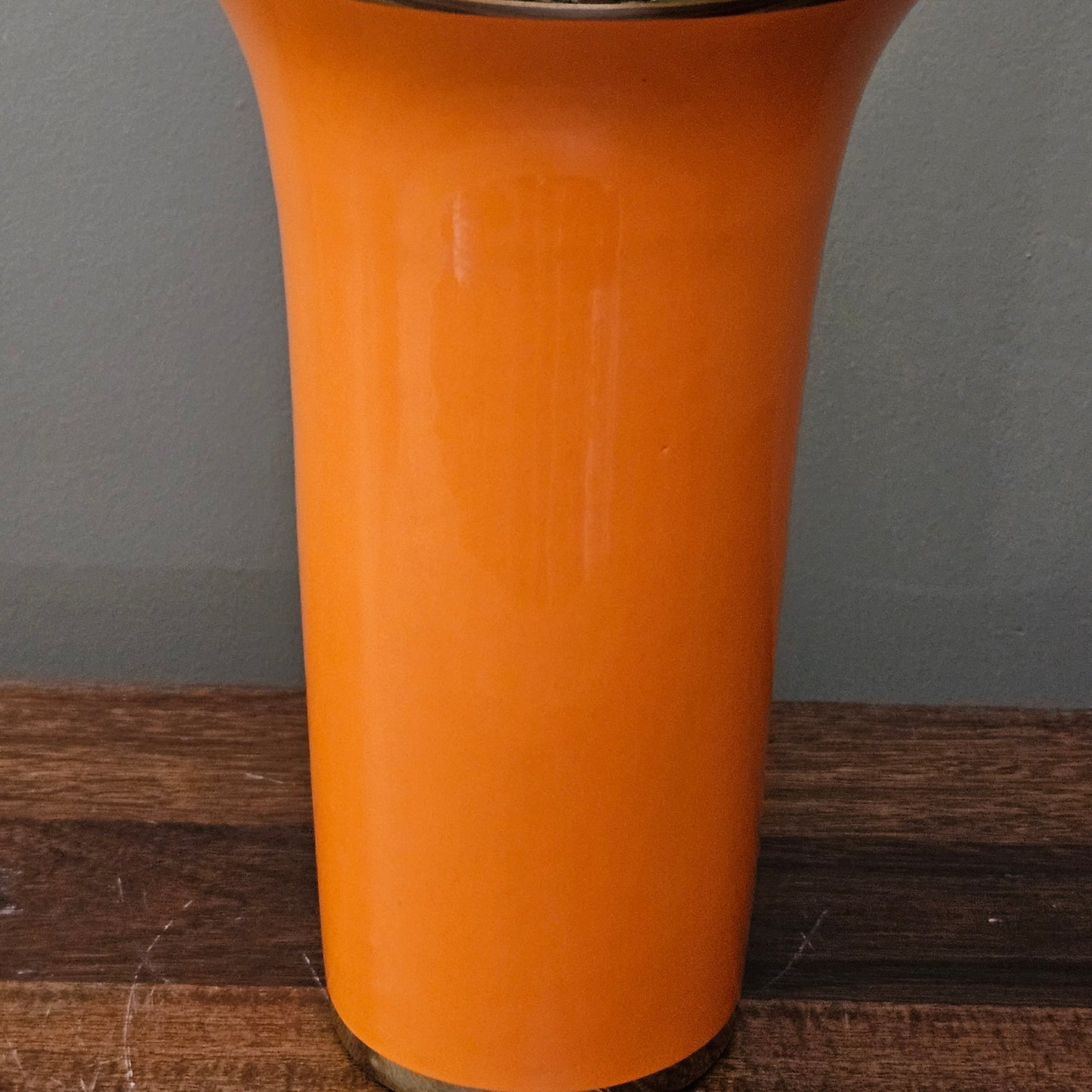 Tall Asian Orange Porcelain Jar with Gold Lid ~ Multiple Available