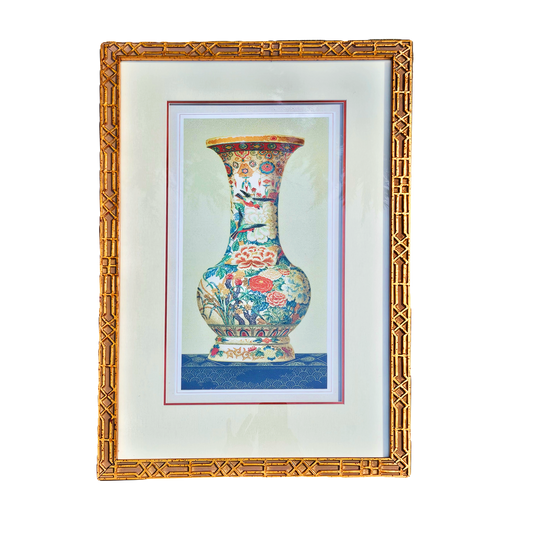 Framed Print of Asian Vase in Ornate Gold Frame ~ Satsuma Vase I