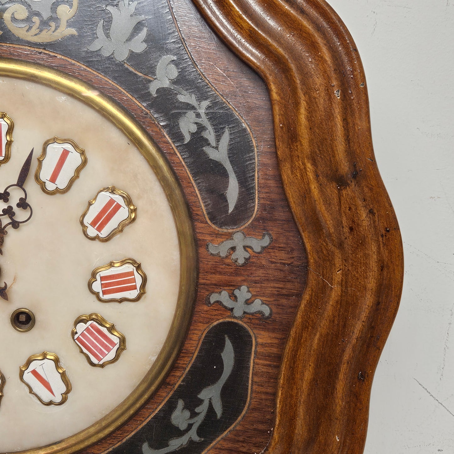 Antique Mother of Pearl Inlaid Wooden Wall Clock