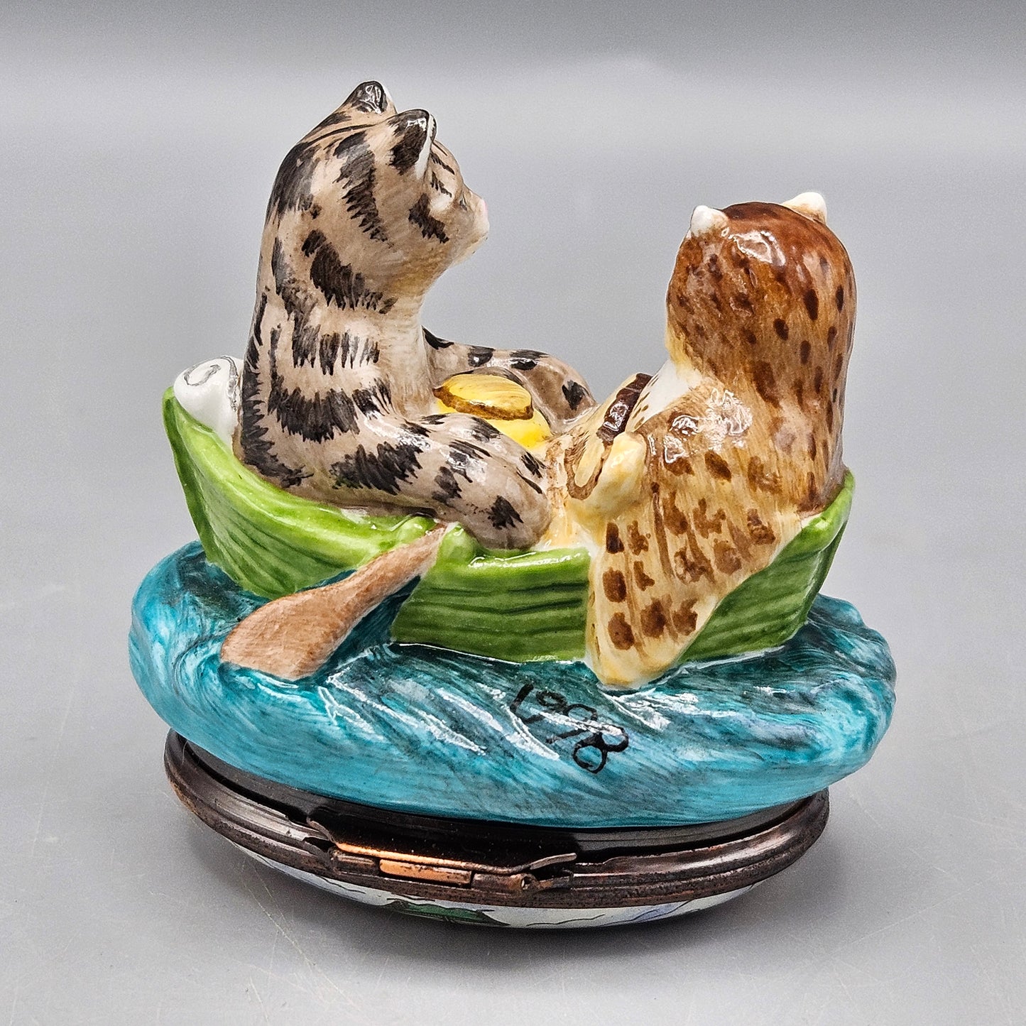 Vintage Halcyon Days Owl and The Pussycat Trinket Box