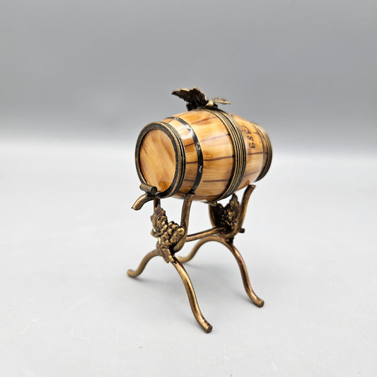 Vintage Limoges Wine Barrel on Stand Trinket Box