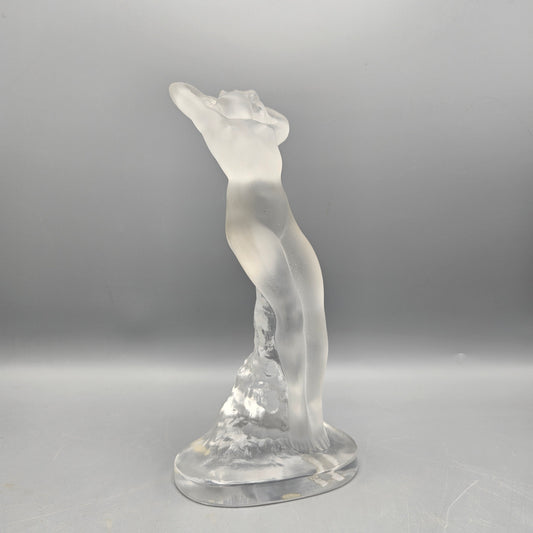 Vintage Lalique Frosted Crystal Nude Woman Glass Sculpture