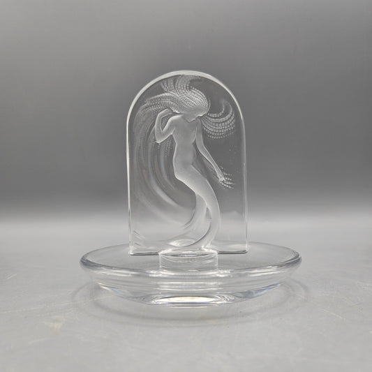 Vintage Lalique Crystal Naiade Mermaid Nymph Ring Dish