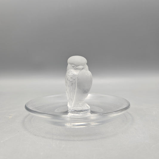 Vintage Lalique Crystal Glass Ring Dish with Bird of Prey