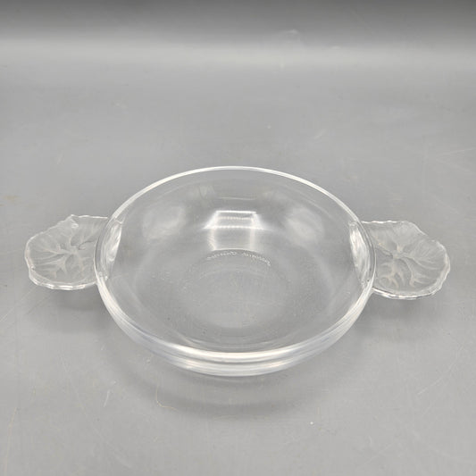 Vintage Lalique Crystal 2- Handled Honfleur Dish