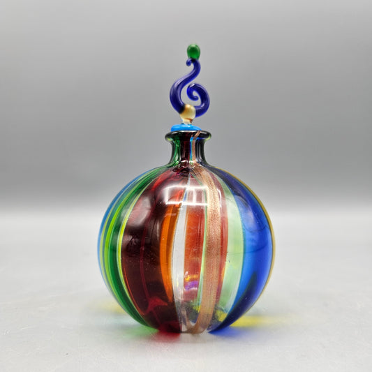 Vintage Murano Glass Striped Perfume Bottle with Stopper