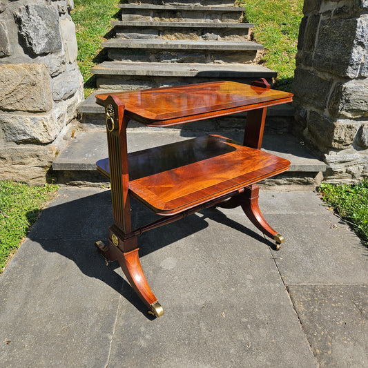 Beautiful Baker Furniture Georgian Banded Mahogany Two-Tier Side Table