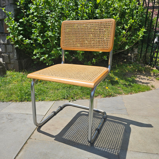 Mid Century Modern Cane and Chrome Chair - Marcel Breuer Cesca Style