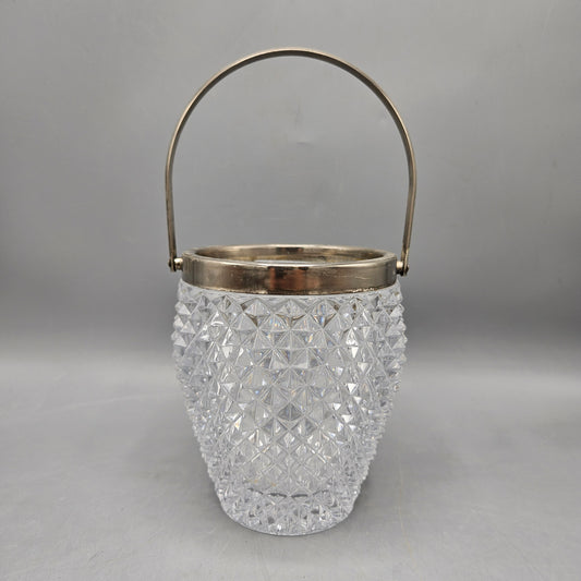 Small Vintage Glass Ice Bucket with Handle