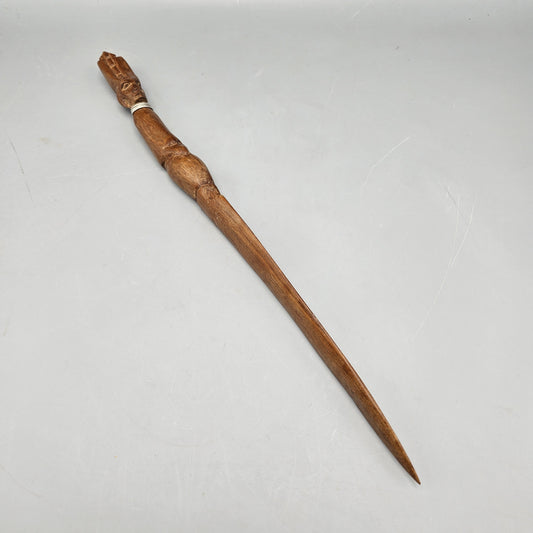 Vintage Hand Carved Wooden Letter Opener with Face From Kenya
