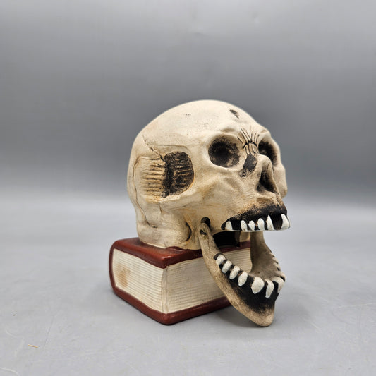 Vintage Hand Painted Skull Nodder Candle Holder