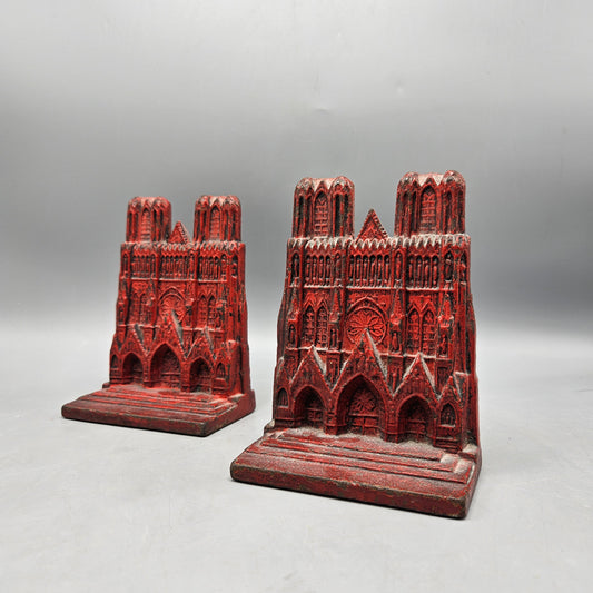 Vintage Red Notre Dame Cathedral Bookends