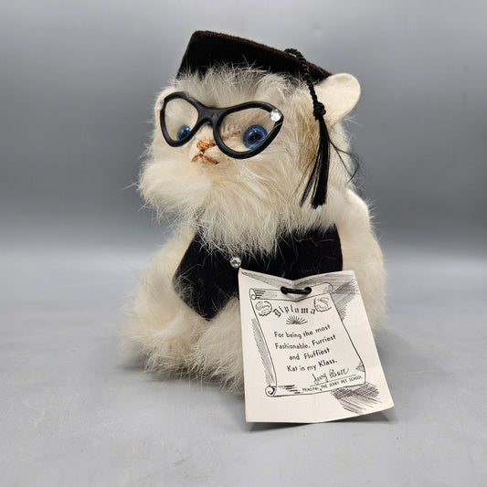 Vintage Jerry Elsner Rabbit Fur Cat Kitten Graduation Cap and Gown