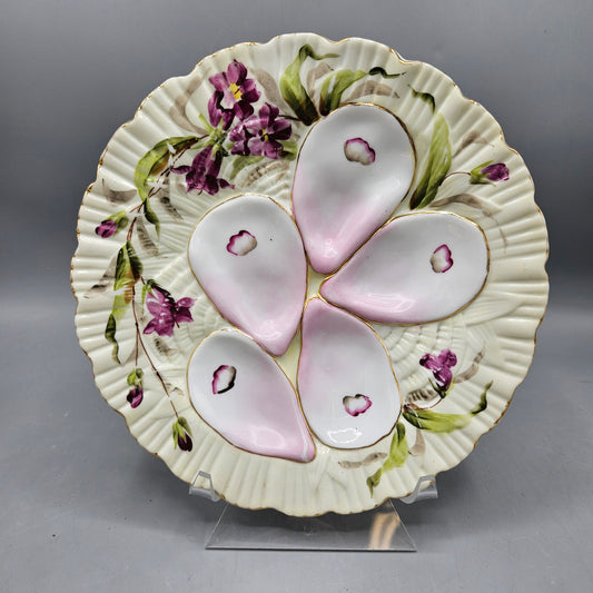 Vintage Pink Floral Porcelain Oyster Plate