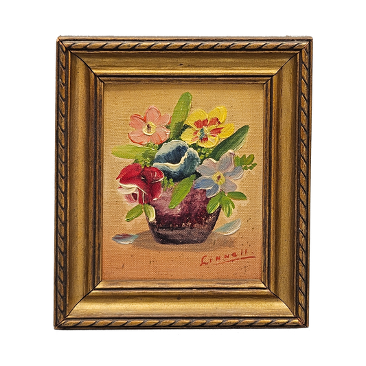 Original Vintage Oil Painting of Flowers by E. Linnell - Art Associates