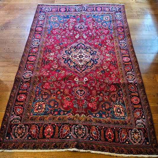 Vintage Room Size Hand Knotted Wool Carpet 6' 5" x 10' 3"
