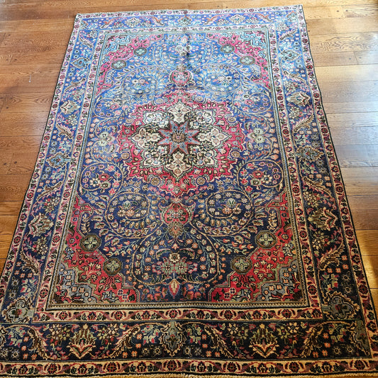 Vintage Hand Knotted Wool Carpet 6' 8" x 9' 7"