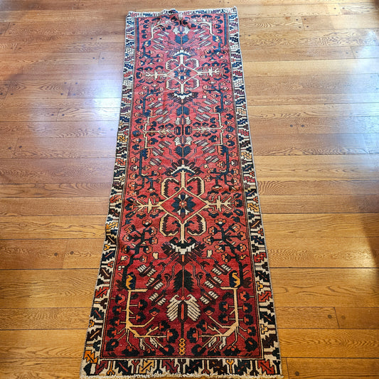 Vintage Hand Knotted Wool Carpet 3' 2" x 9' 9"