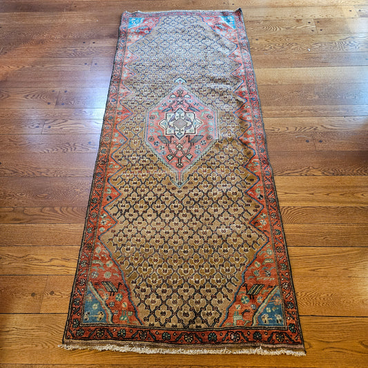 Vintage Hand Knotted Wool Carpet 3' 5" x 8' 6"