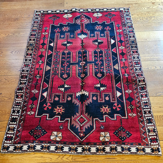 Vintage Hand Knotted Wool Carpet 4' 9" x 6' 7"