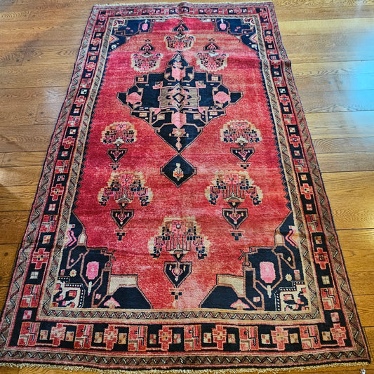 Vintage Hand Knotted Wool Carpet 4' 10' x 8' 5"