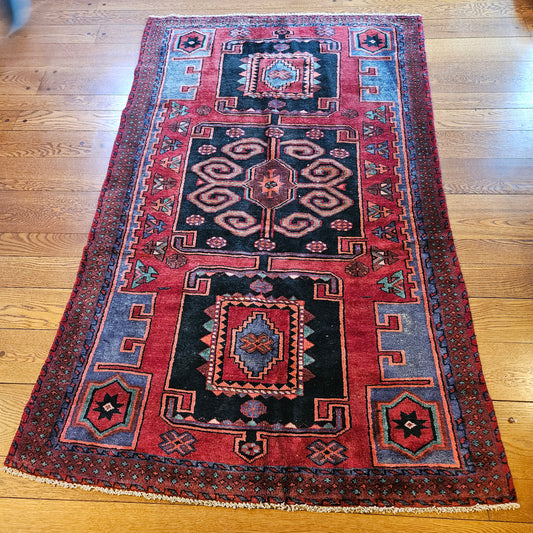 Vintage Hand Knotted Wool Carpet Runner 4' 5" x 7' 3"