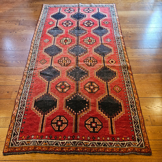 Vintage Hand Knotted Wool Carpet Runner 4' 4" x 8' 4"