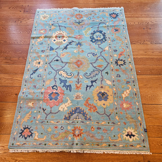 Brand New Turkish Room Size Hand Knotted Wool Carpet 4' 1" x 6' 2"