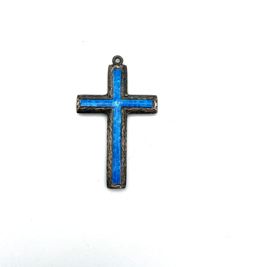 Vintage Enamel Cross Pendant