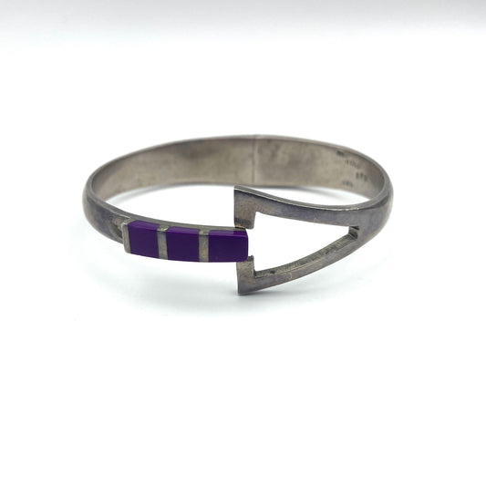 Mexican Sterling & Purple Modernist Bracelet