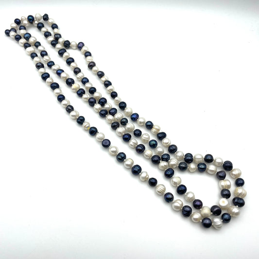 Blue & White Pearl Strand Necklace