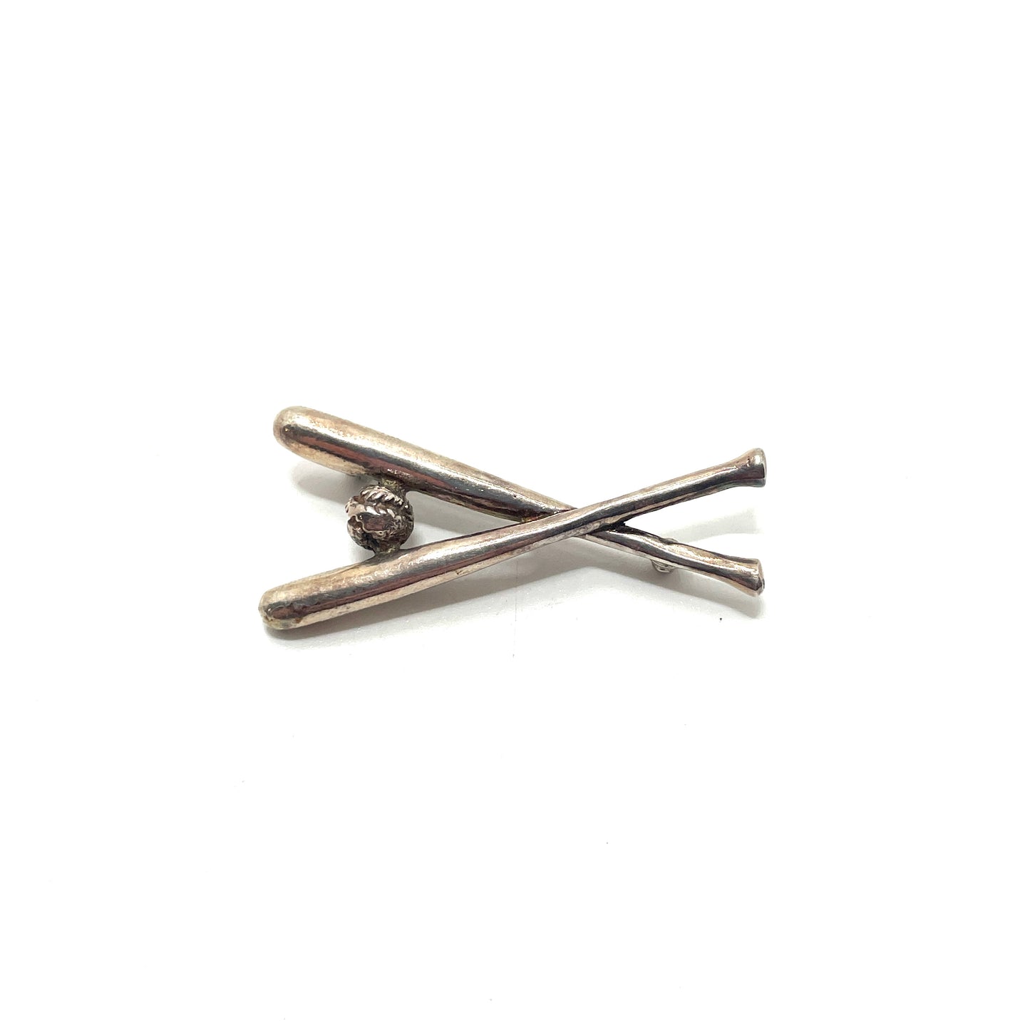 Sterling Silver Baseball Bats & Ball Pin