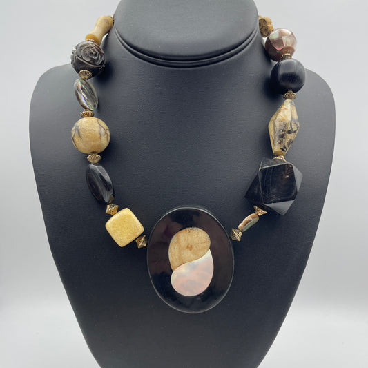 1980s Statement Necklace with Natural Stones