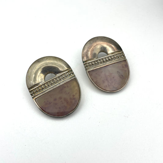 Vintage Sterling & Natural Stone Earrings