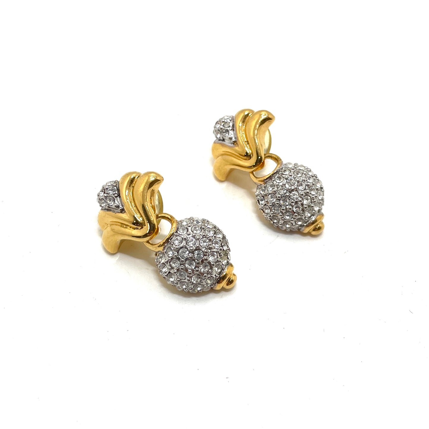 Vintage Crystal & Gold Tone Earrings