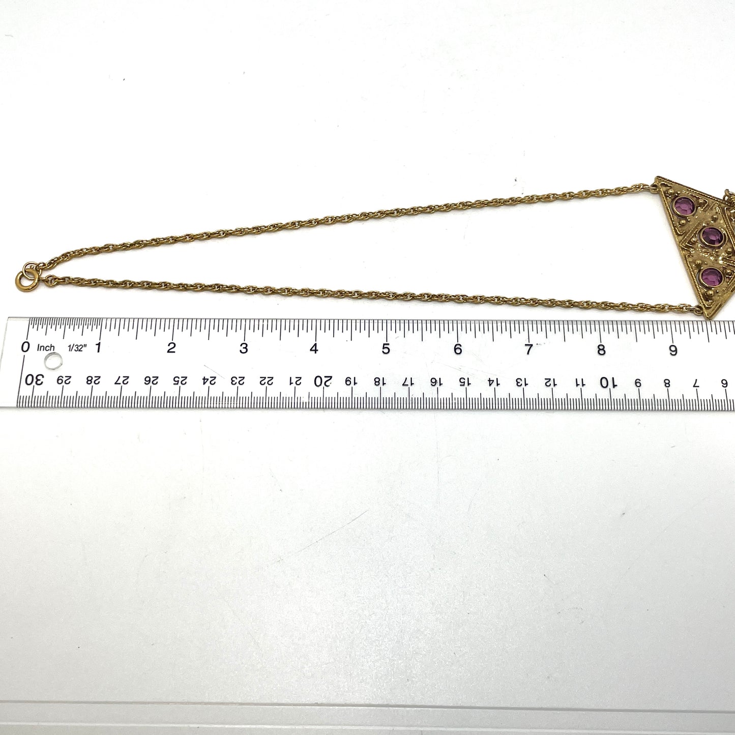 Vintage Purple & Gold Triangle Necklace