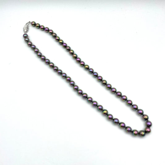 Dark Purple Gray Pearl Strand Necklace