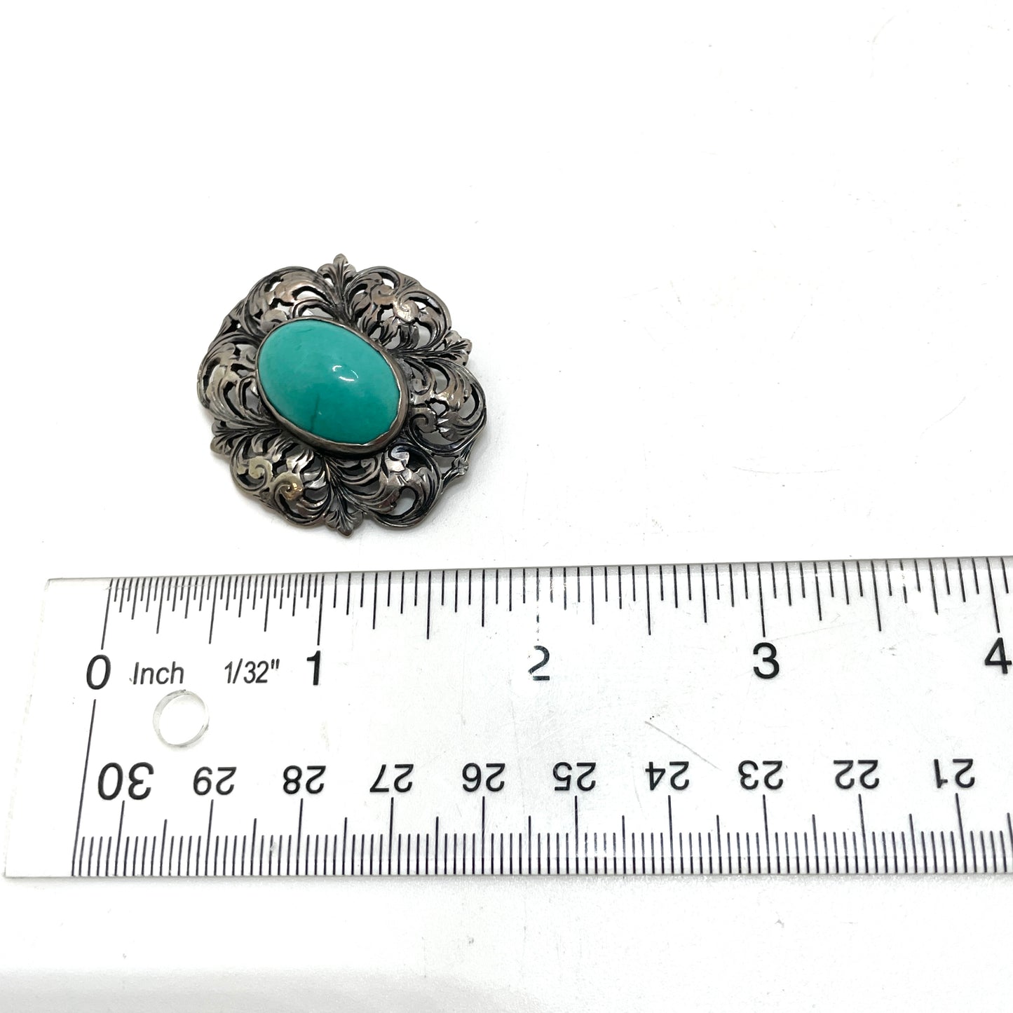 Vintage Sterling Silver & Turquoise Pin