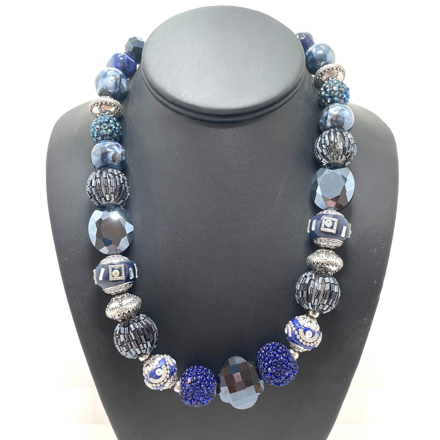 Blue Chunky Beaded Necklace