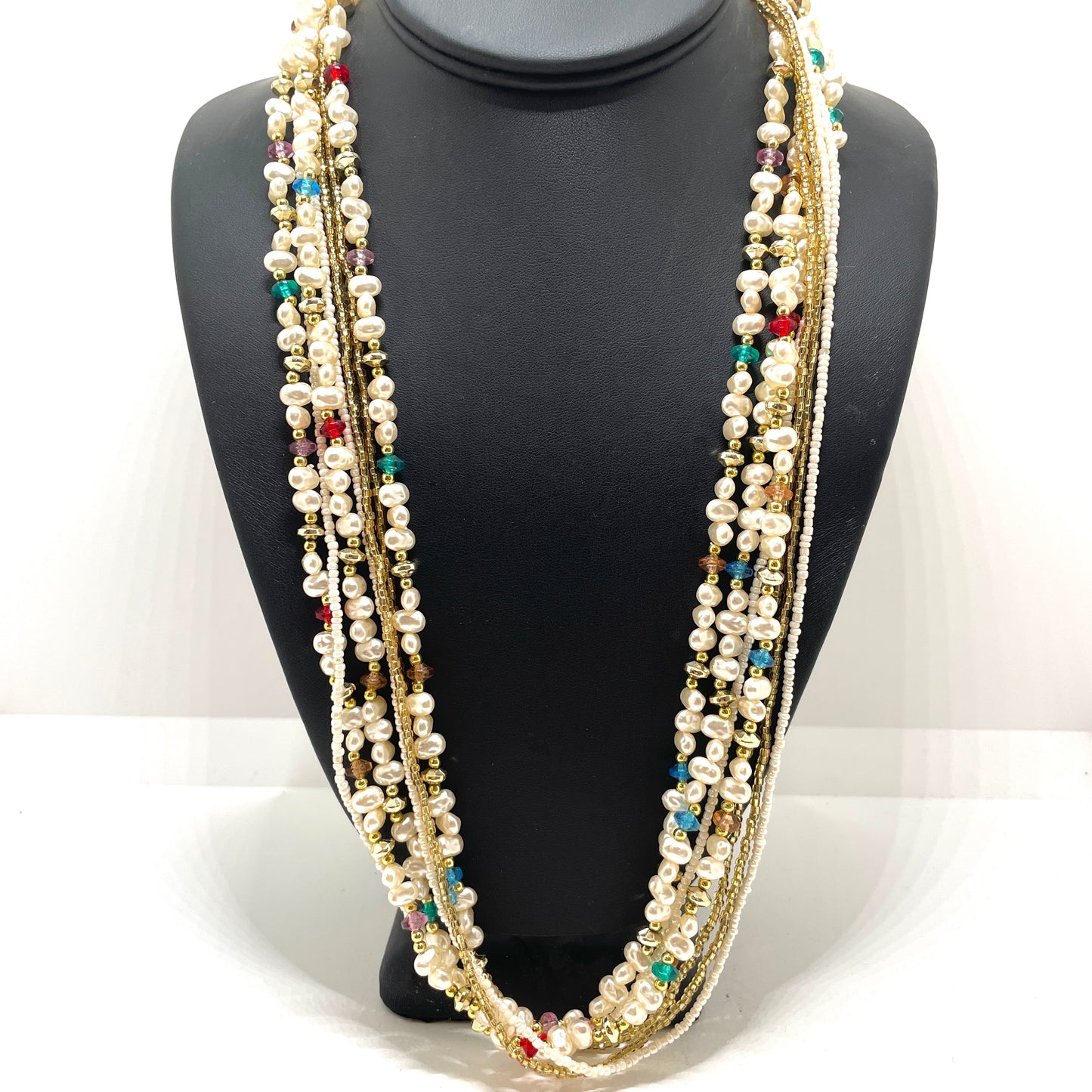 Vintage Beaded Pearl Layered Necklace