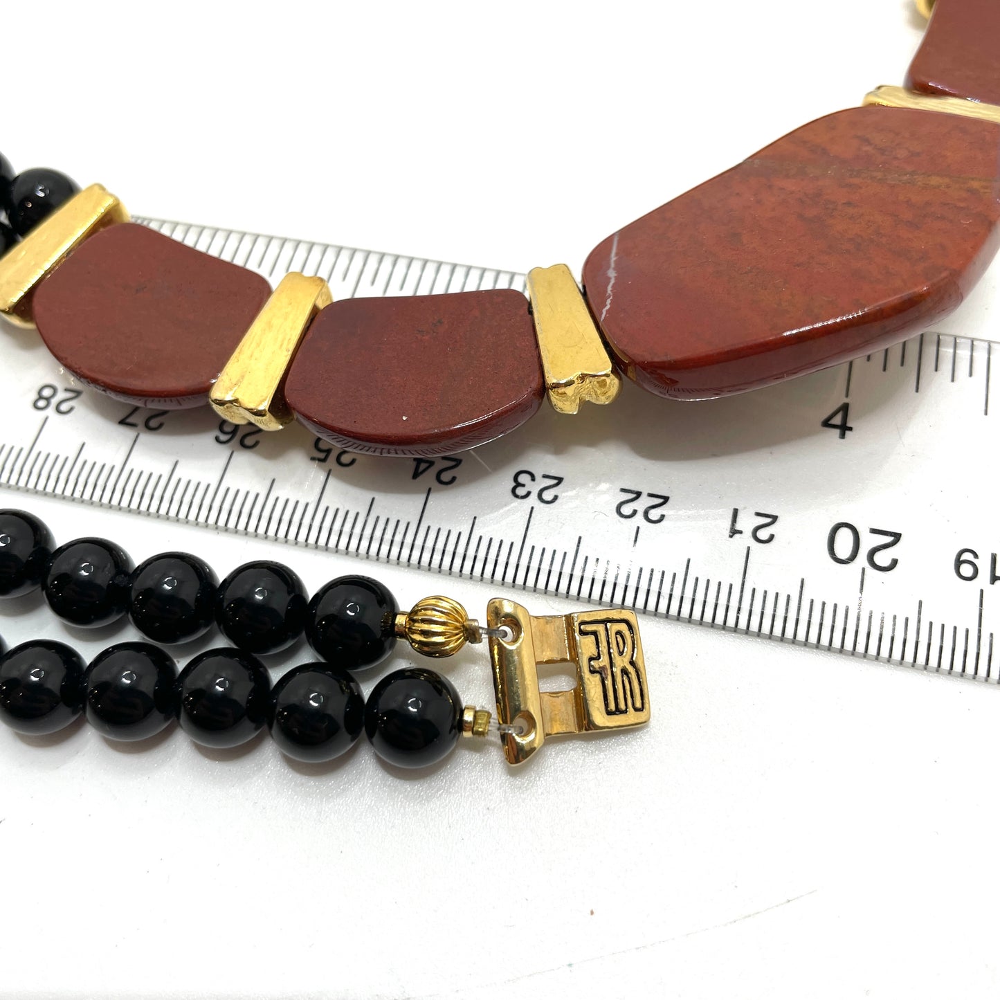 Freida Rothman 1980s Orange & Black Necklace