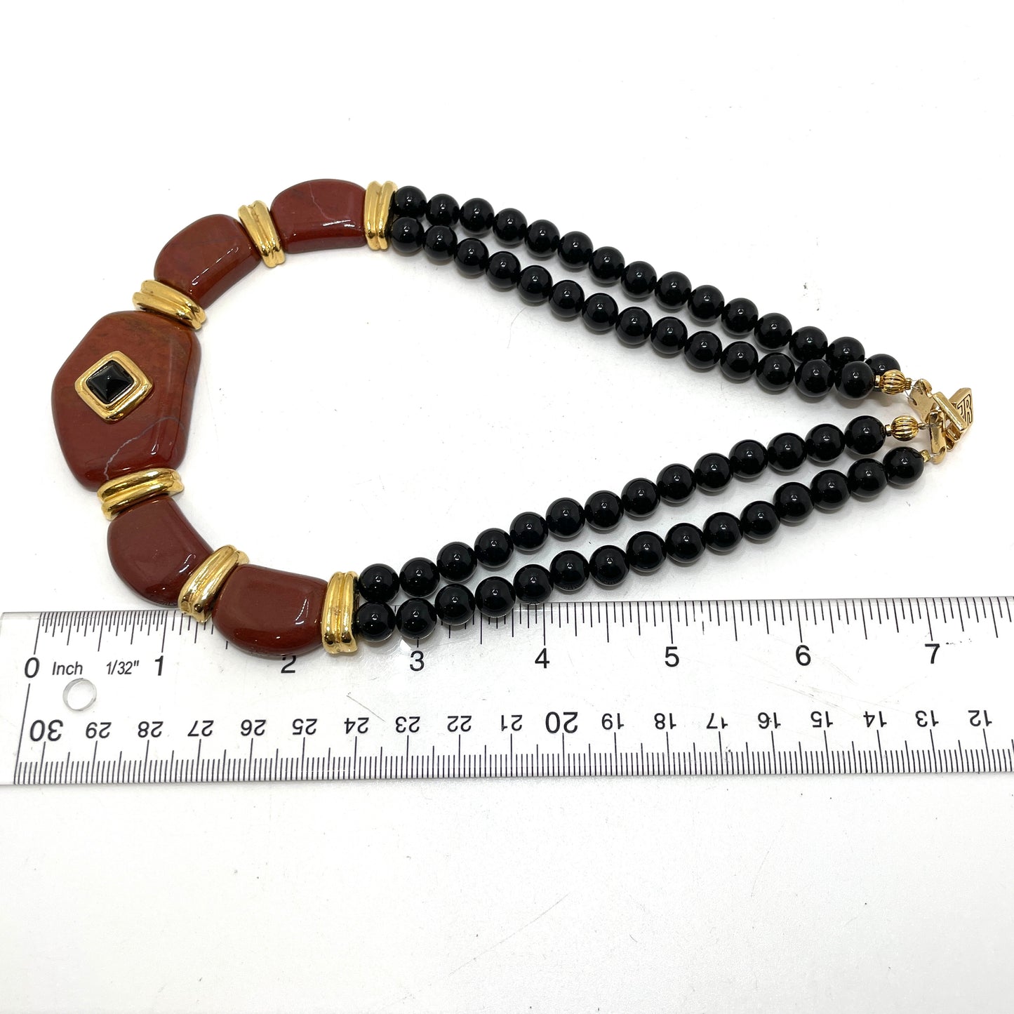 Freida Rothman 1980s Orange & Black Necklace
