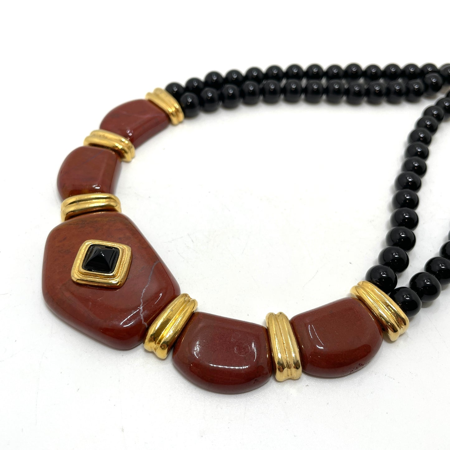Freida Rothman 1980s Orange & Black Necklace