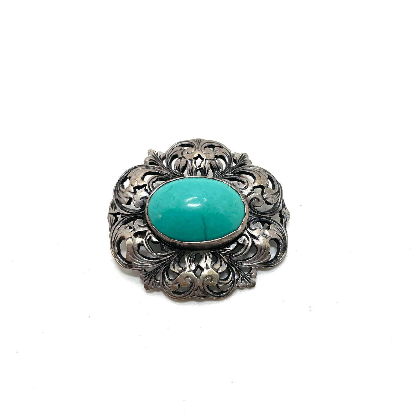 Vintage Sterling Silver & Turquoise Pin